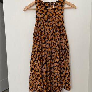 Free People Black and Orange Floral Mini Dress